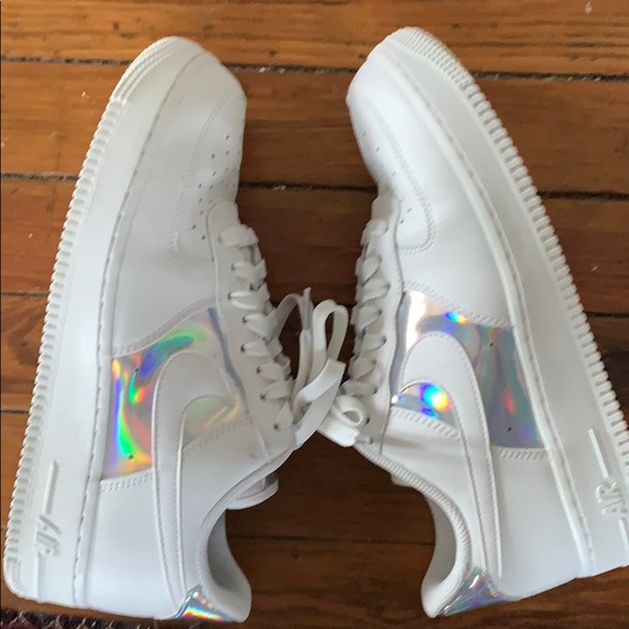 white air force 1 with holographic tick